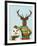 Deer in Christmas Sweater with Snowman-Fab Funky-Framed Art Print
