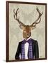 Deer in Evening Suit, Portrait-Fab Funky-Framed Art Print