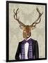 Deer in Evening Suit, Portrait-Fab Funky-Framed Art Print