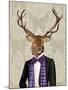 Deer in Evening Suit, Portrait-Fab Funky-Mounted Art Print