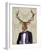 Deer in Evening Suit, Portrait-Fab Funky-Framed Art Print