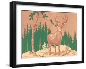 Deer in Forest-null-Framed Art Print