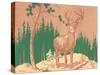 Deer in Forest-null-Stretched Canvas