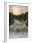 Deer in Headlights, Retro-null-Framed Art Print