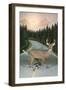 Deer in Headlights, Retro-null-Framed Art Print