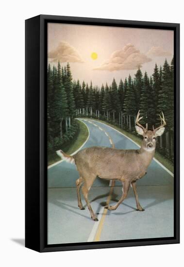 Deer in Headlights, Retro-null-Framed Stretched Canvas