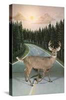 Deer in Headlights, Retro-null-Stretched Canvas