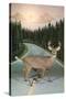 Deer in Headlights, Retro-null-Stretched Canvas