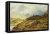 Deer in Highland Landscape by Charles Stuart-Charles Stuart-Framed Stretched Canvas