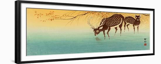 Deer in Shallow Water-Koson Ohara-Framed Giclee Print