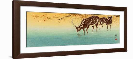 Deer in Shallow Water-Koson Ohara-Framed Giclee Print