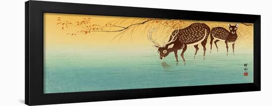 Deer in Shallow Water-Koson Ohara-Framed Giclee Print