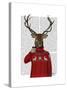 Deer in Ski Sweater-Fab Funky-Stretched Canvas