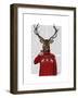 Deer in Ski Sweater-Fab Funky-Framed Art Print