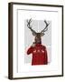 Deer in Ski Sweater-Fab Funky-Framed Art Print