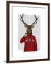 Deer in Ski Sweater-Fab Funky-Framed Art Print