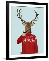 Deer in Ski Sweater-Fab Funky-Framed Art Print