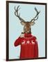 Deer in Ski Sweater-Fab Funky-Framed Premium Giclee Print