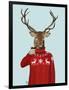 Deer in Ski Sweater-Fab Funky-Framed Premium Giclee Print