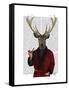 Deer in Smoking Jacket-Fab Funky-Framed Stretched Canvas