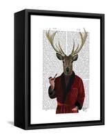 Deer in Smoking Jacket-Fab Funky-Framed Stretched Canvas