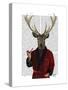 Deer in Smoking Jacket-Fab Funky-Stretched Canvas