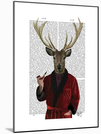 Deer in Smoking Jacket-Fab Funky-Mounted Art Print