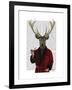 Deer in Smoking Jacket-Fab Funky-Framed Art Print