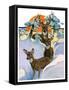 "Deer in Snow,"February 7, 1931-Paul Bransom-Framed Stretched Canvas