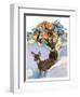 "Deer in Snow,"February 7, 1931-Paul Bransom-Framed Giclee Print