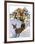 "Deer in Snow,"February 7, 1931-Paul Bransom-Framed Giclee Print