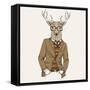 Deer in Suit-null-Framed Stretched Canvas