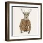 Deer in Suit-null-Framed Art Print