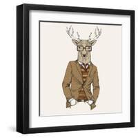 Deer in Suit-null-Framed Art Print