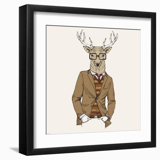 Deer in Suit-null-Framed Art Print