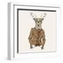 Deer in Suit-null-Framed Art Print