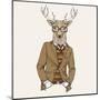 Deer in Suit-null-Mounted Art Print