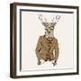 Deer in Suit-null-Framed Art Print