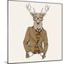 Deer in Suit-null-Mounted Art Print