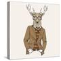 Deer in Suit-null-Stretched Canvas