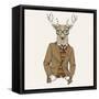 Deer in Suit-null-Framed Stretched Canvas