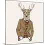 Deer in Suit-null-Mounted Art Print