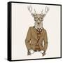 Deer in Suit-null-Framed Stretched Canvas