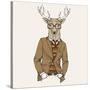 Deer in Suit-null-Stretched Canvas