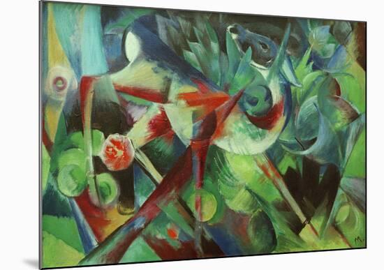 Deer in the Flower Garden-Franz Marc-Mounted Giclee Print