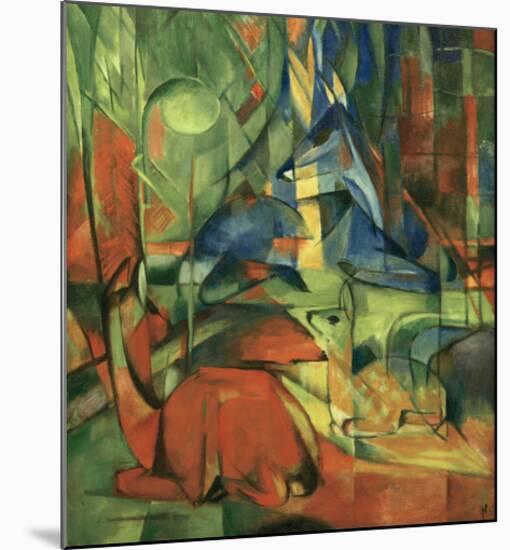 Deer in the forest II 1914-Franz Marc-Mounted Giclee Print