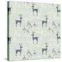Deer in Winter Pine Forest. Seamless Pattern with Hand Drawn Design for Christmas and New Year Gree-Lidiebug-Stretched Canvas