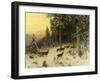 Deer in Winter Wooded Landscape-Arthur Julius Thiele-Framed Giclee Print
