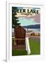 Deer Lake, Washington - Adirondack Chairs and Lake-Lantern Press-Framed Art Print