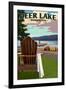 Deer Lake, Washington - Adirondack Chairs and Lake-Lantern Press-Framed Art Print